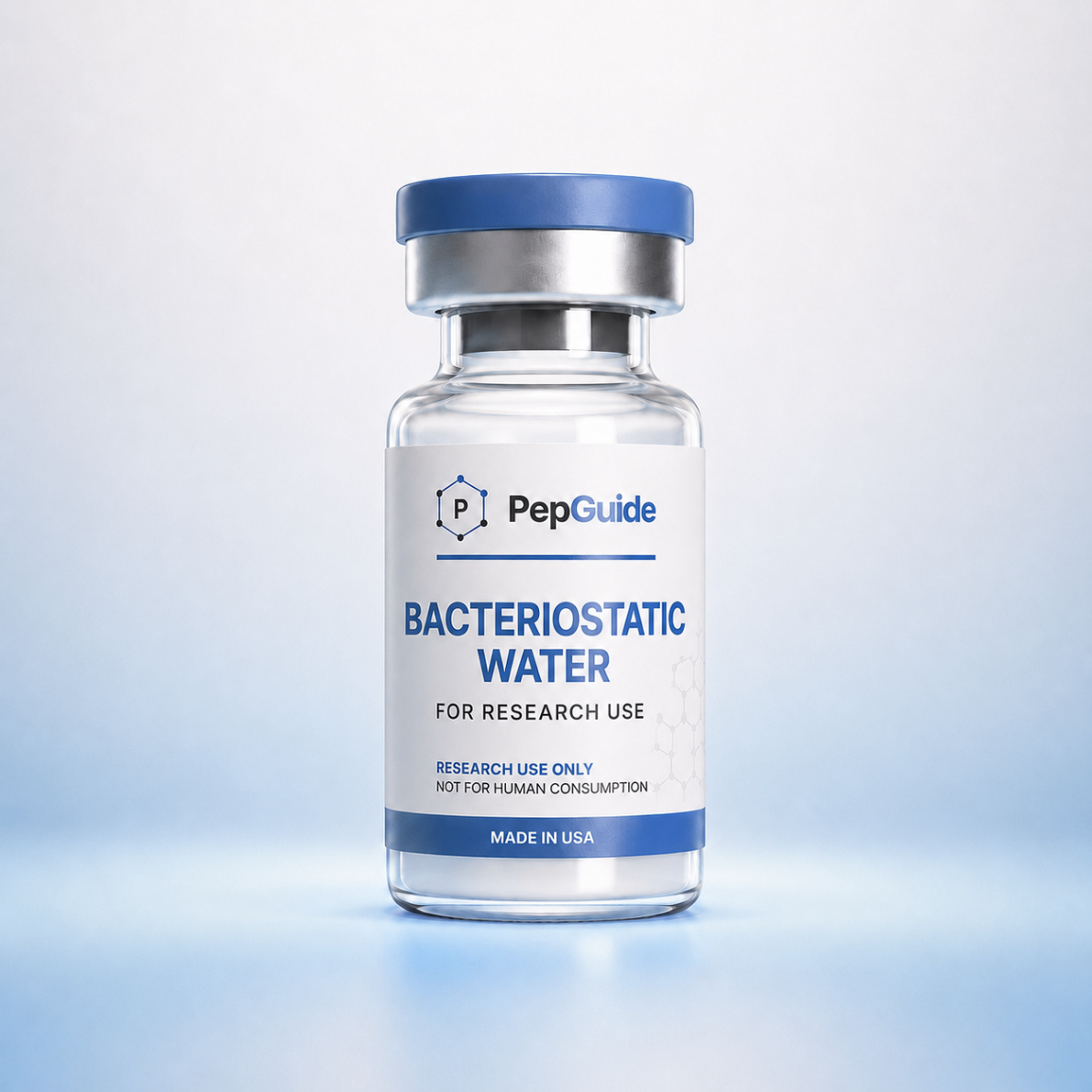 Bacteriostatic Water research peptide vial from PepGuide